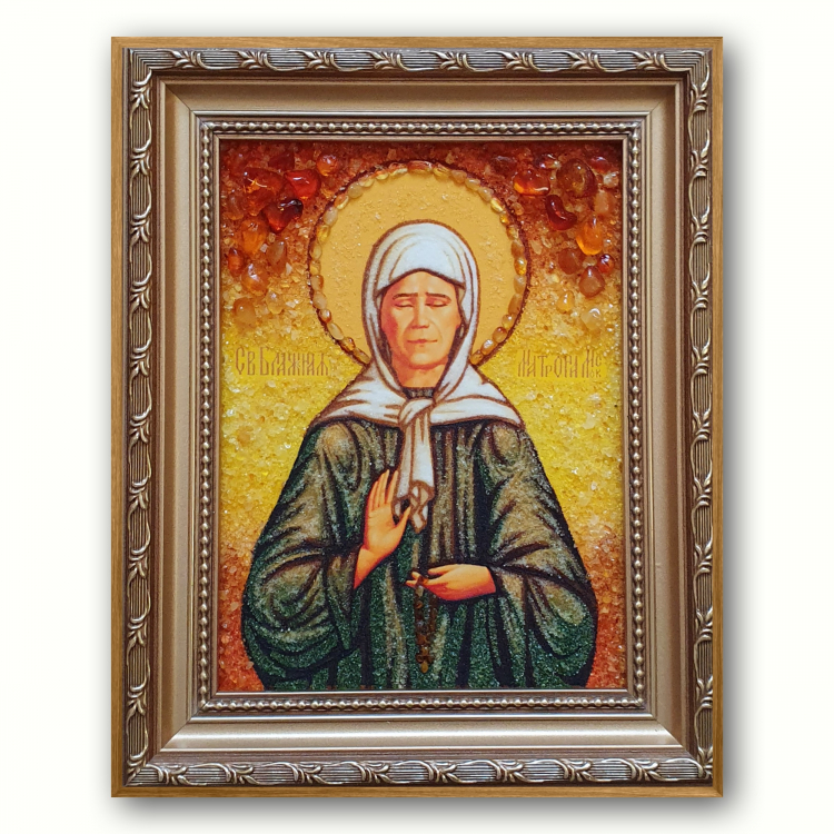 Икона Матрона Московская из янтаря