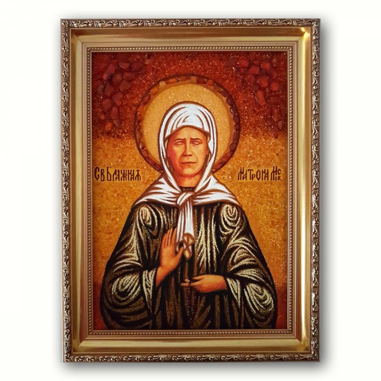 Икона Матрона Московская из янтаря