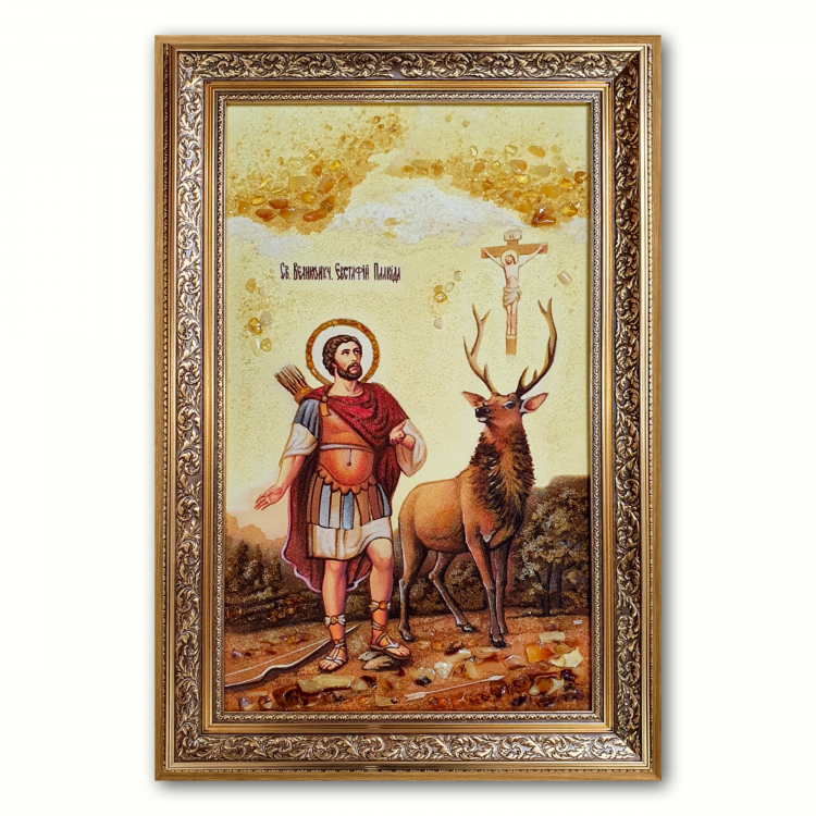 Икона Евстафий Плакида из янтаря