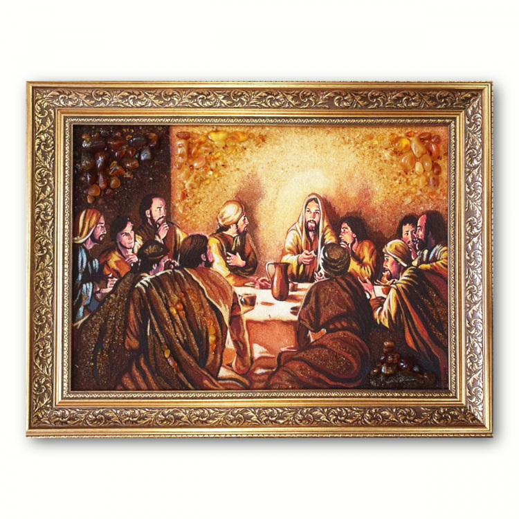 Католическая икона - Последний Ужин из янтаря