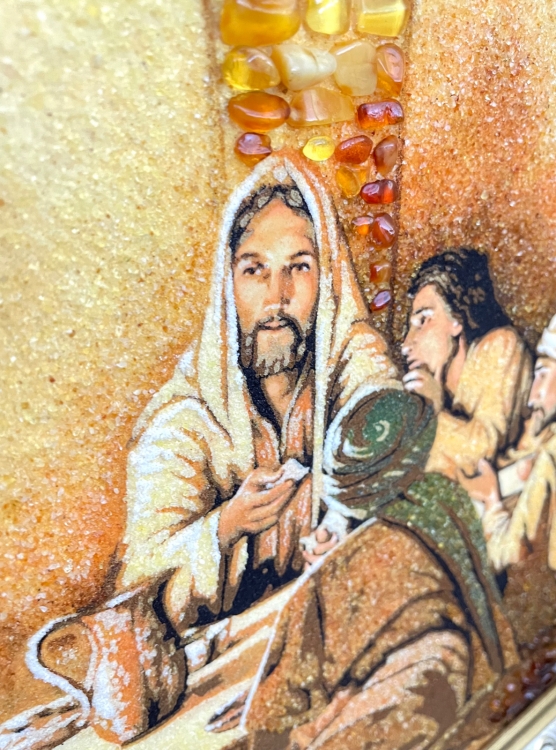 Католическая икона - Последний Ужин из янтаря