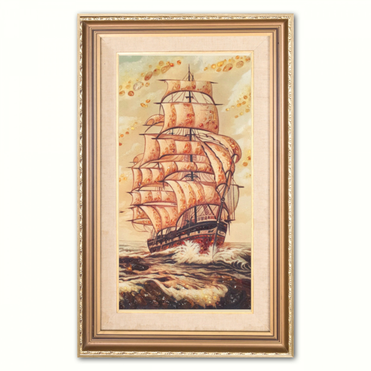 Пейзаж - Большой парусник из янтаря