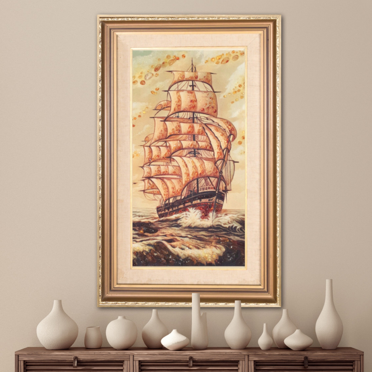 Пейзаж - Большой парусник из янтаря