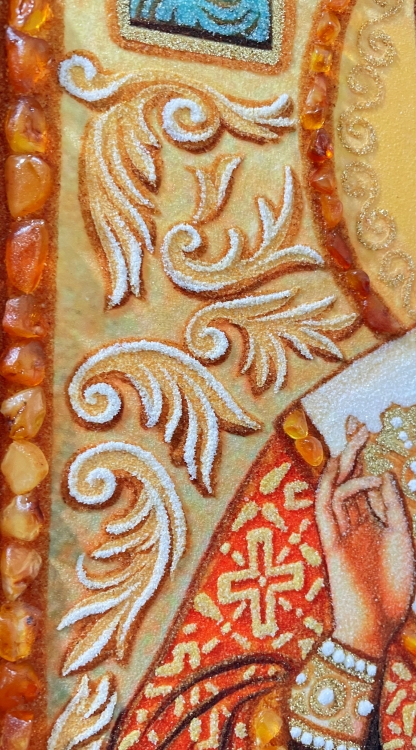 Икона Николай Мир Чудотворец из янтаря