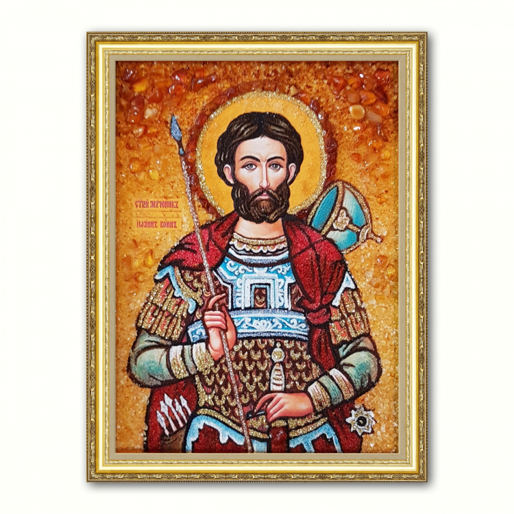 Икона Иван Воин из янтаря