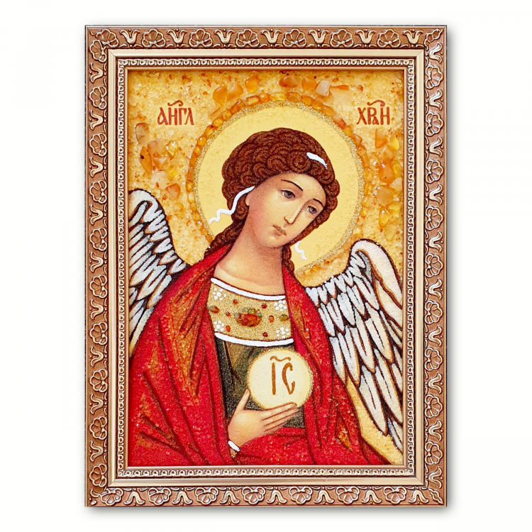 Икона защитник - Ангел Хранитель из янтаря