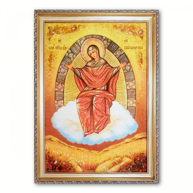 Икона Спорительница хлебов из янтаря