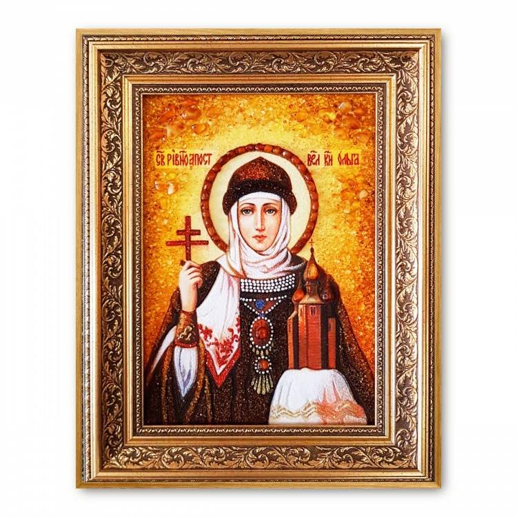 Икона Святая Ольга из янтаря