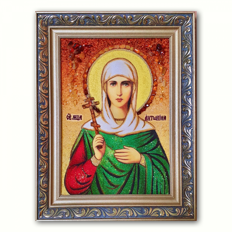 Икона Мученица Антонина Никейская из янтаря