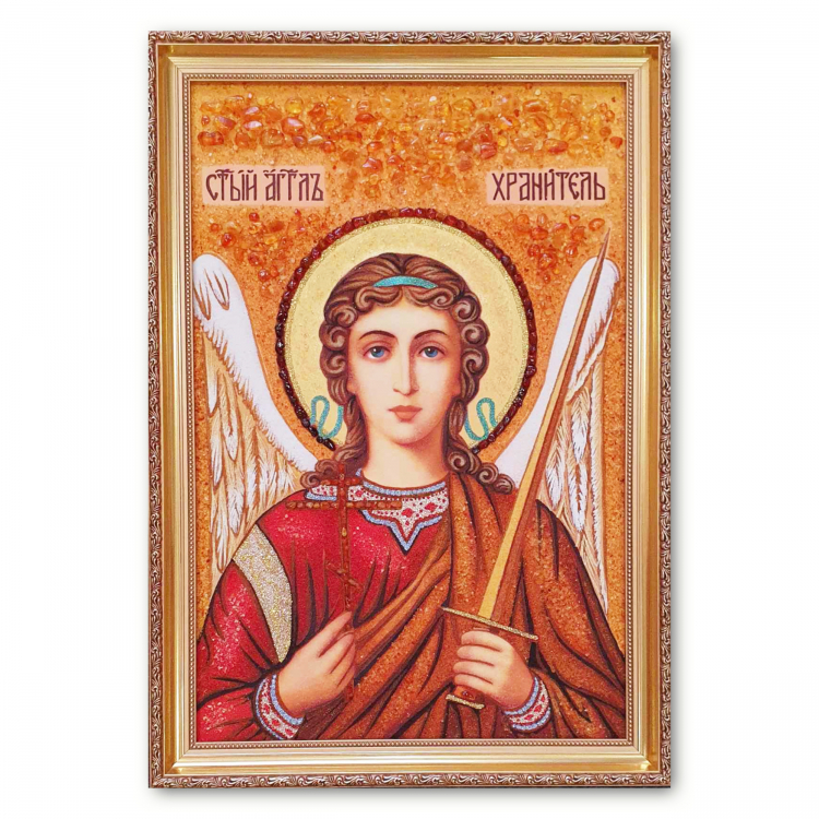 Икона покровитель - Ангел Хранитель из янтаря