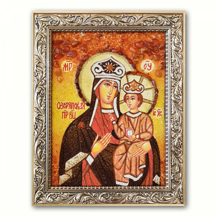 Икона Озерянская Божия матерь из янтаря