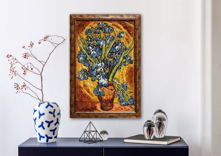 Картина - Ирисы (ван Гог) из янтаря