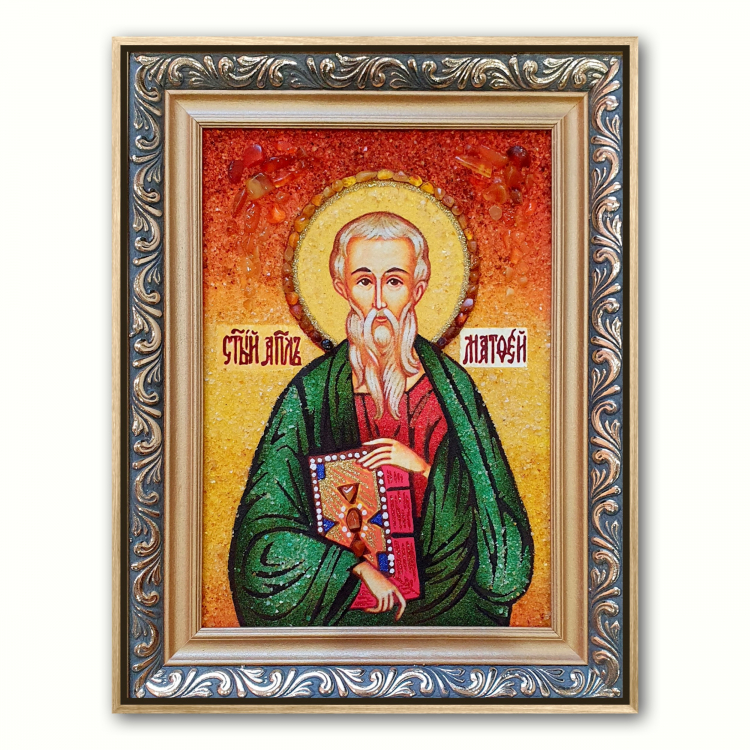 Икона Апостол Матфей из янтаря