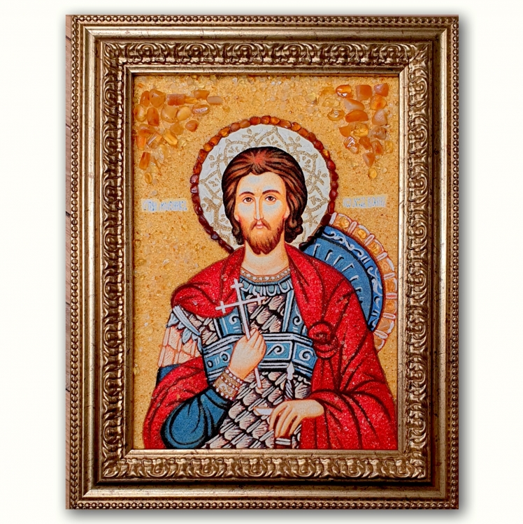 Икона Святой Иван Воин из янтаря