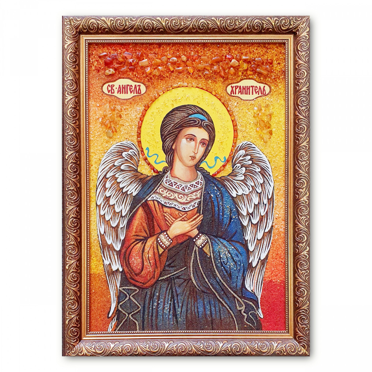 Икона защитника Божьего - Ангела Хранителя из янтаря