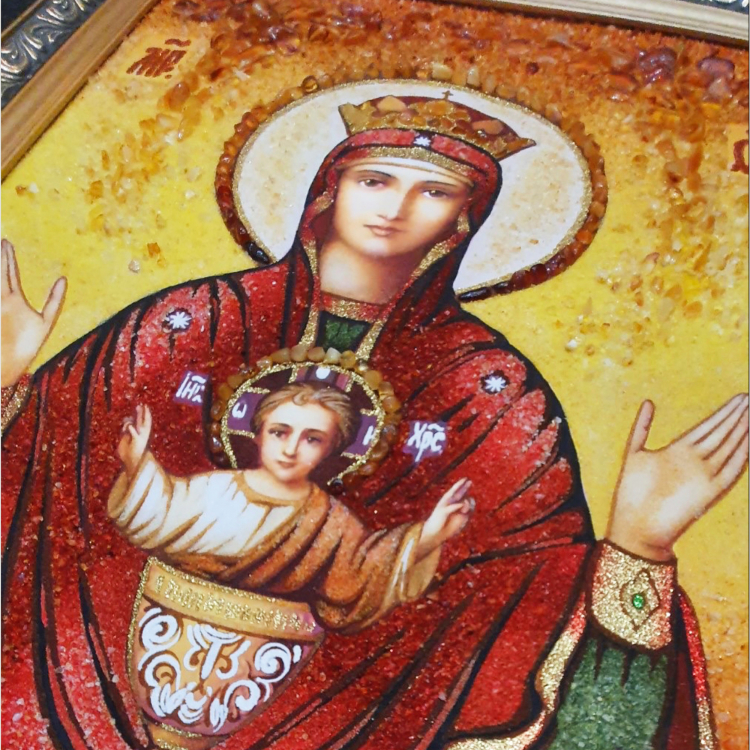 Икона Божией Матери Неупиваемая Чаша из янтаря