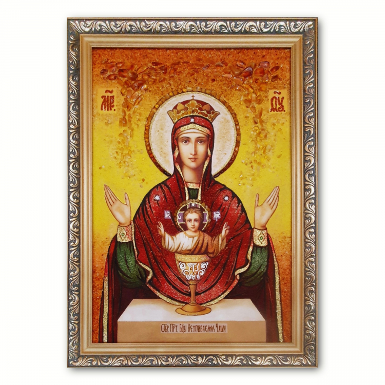 Икона Божией Матери Неупиваемая Чаша из янтаря