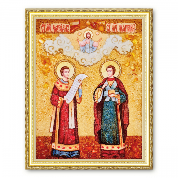 Икона Святые мученики Маркиан и Мартирий из янтаря