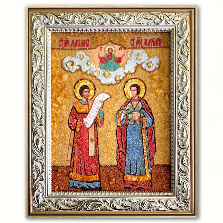 Икона Святые мученики Маркиан и Мартирий из янтаря