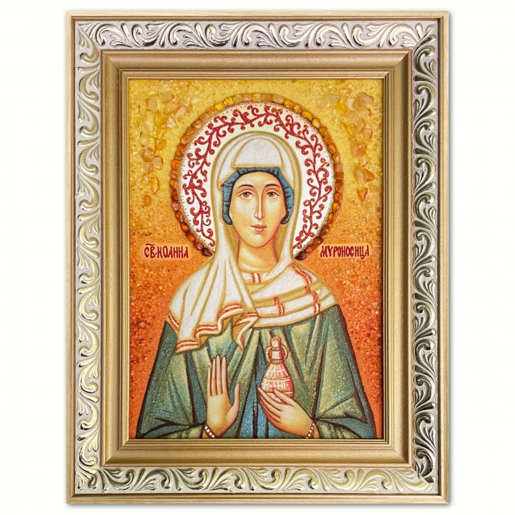 Икона Праведная Иоанна мироносица из янтаря