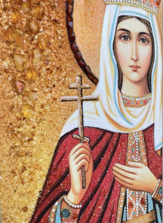 Икона Людмила Чешская княгиня из янтаря