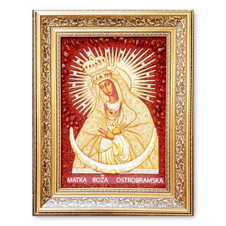Икона католическая Остробрамская из янтаря