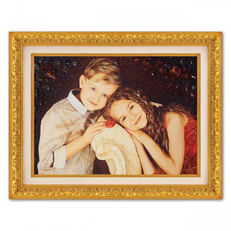 Портрет детский из янтаря