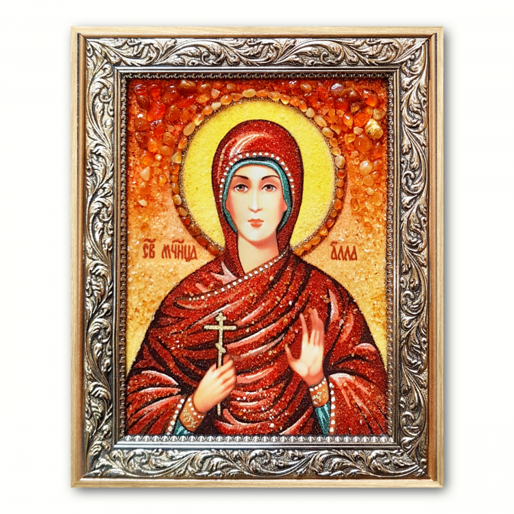Икона Святая Мученица Алла из янтаря