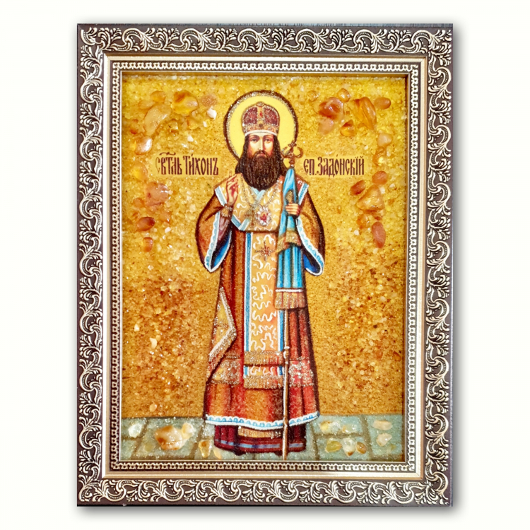 Икона Тихон Задонский из янтаря