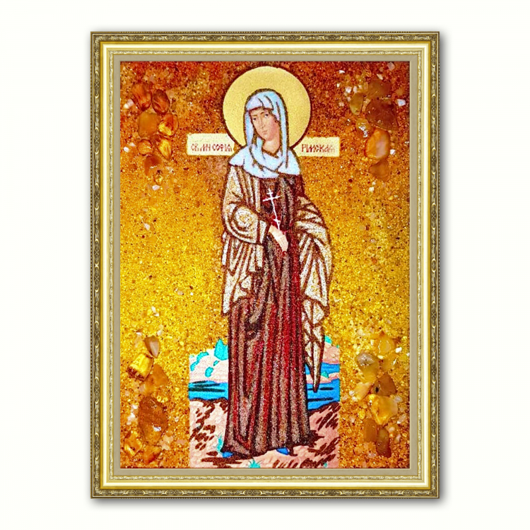 Икона София Римская из янтаря