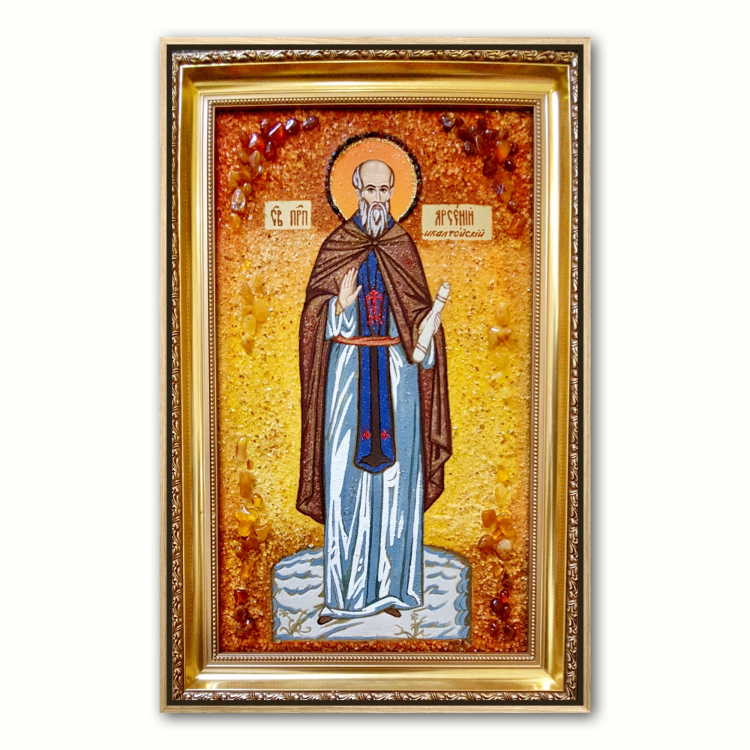 Икона Святой Арсений Икалтойский из янтаря