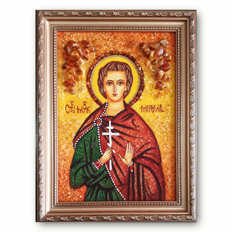 Икона Святой мученик Мирослав из янтаря