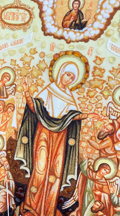 Икона Всех скорбящих Радость из янтаря