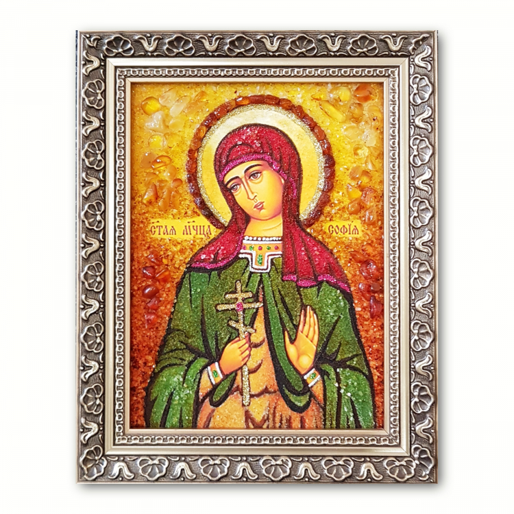 Икона Святая Мученица София из янтаря