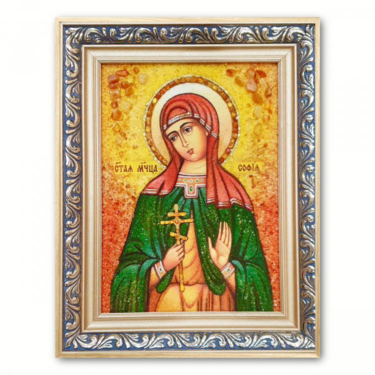 Икона Святая Мученица София из янтаря