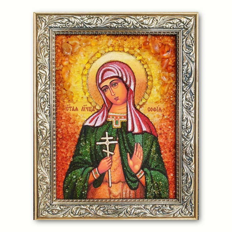 Икона Святая Мученица София из янтаря
