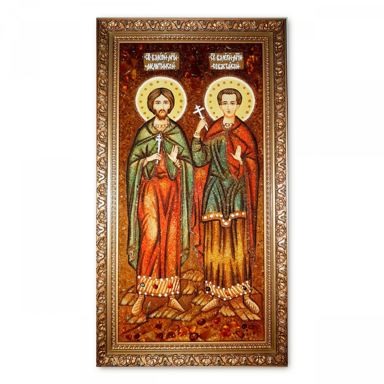 Икона Валерий Мелетинский и Валерий Севастийский из янтаря