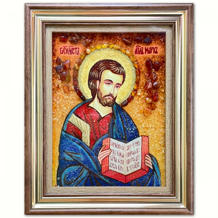 Икона Апостол Марк из янтаря