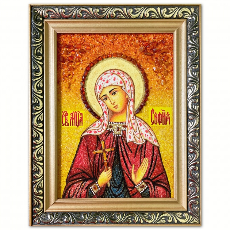 Икона Святая София Римская из янтаря