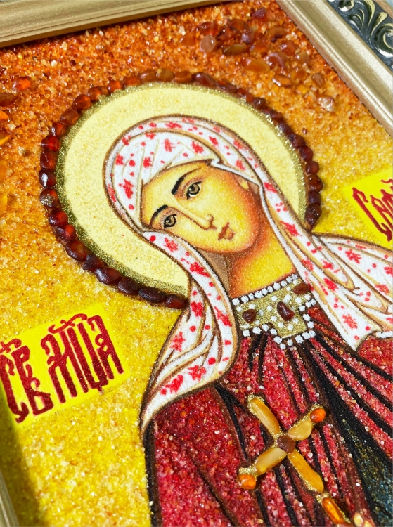 Икона Святая София Римская из янтаря