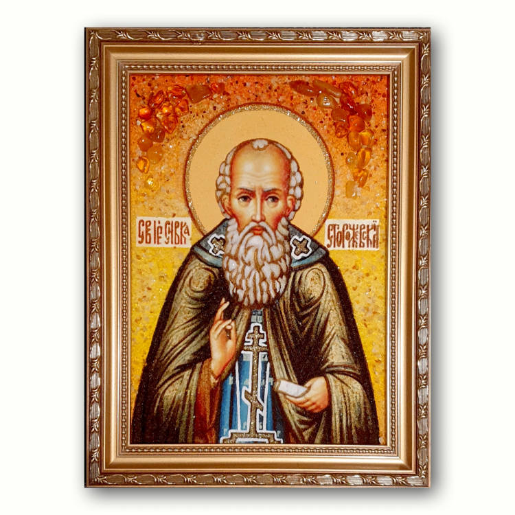 Икона Савва Сторожевский из янтаря