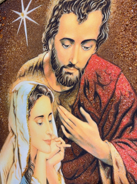 Икона Святое Семейство (Вечерняя Звезда) из янтаря