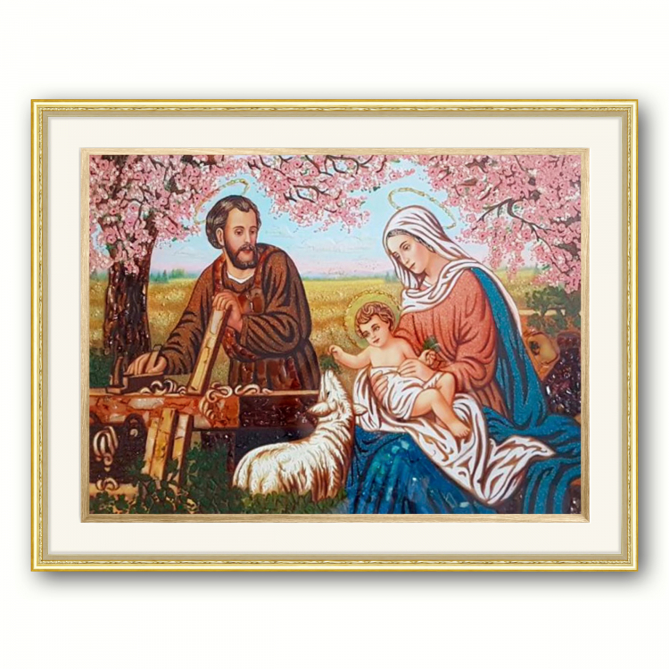 Икона Святое Семейство (Плотник) из янтаря