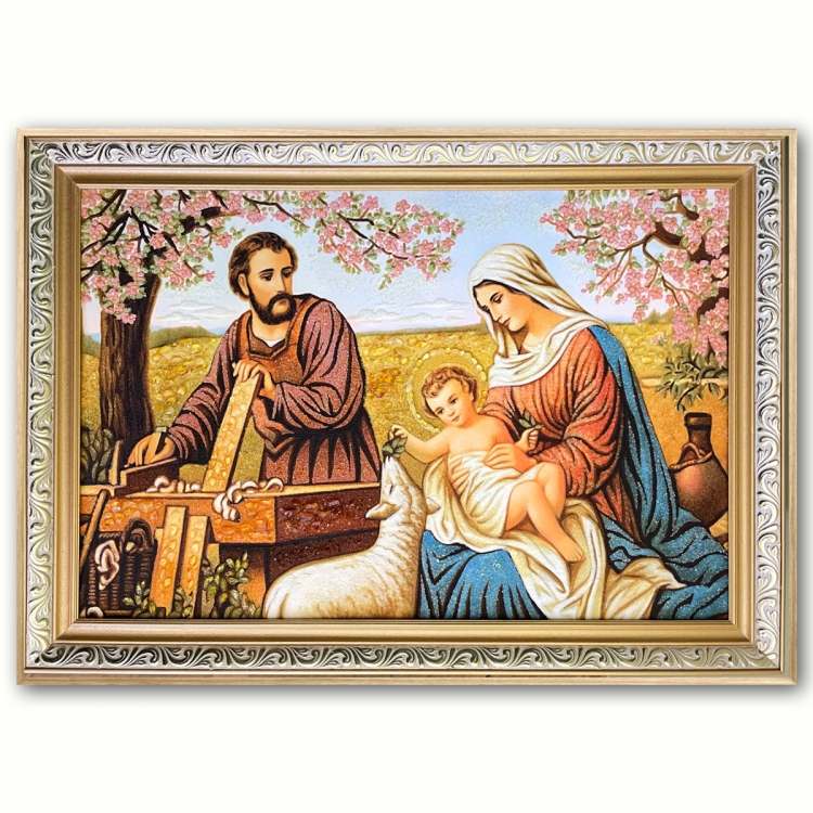 Икона Святое Семейство (Плотник) из янтаря