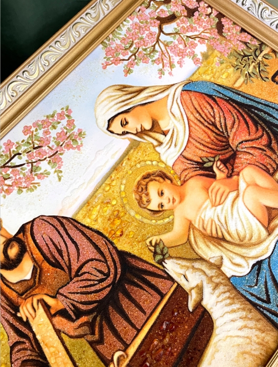 Икона Святое Семейство (Плотник) из янтаря