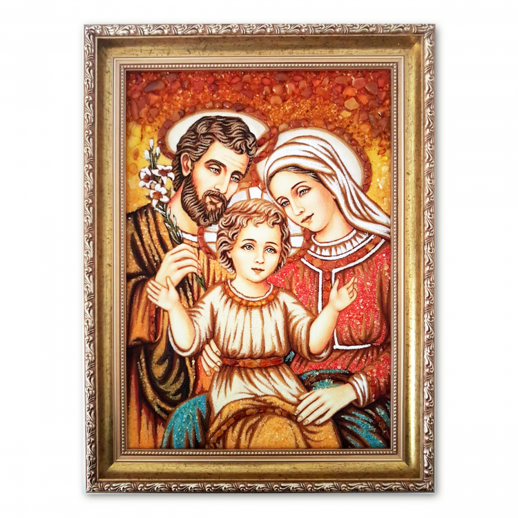 Икона Святая Семья из янтаря