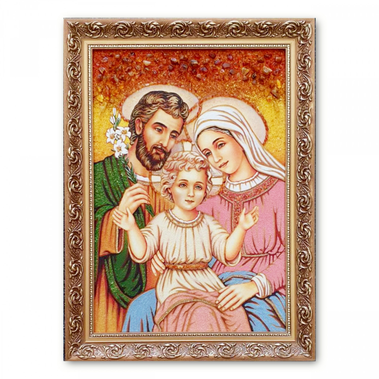 Икона Святая Семья из янтаря