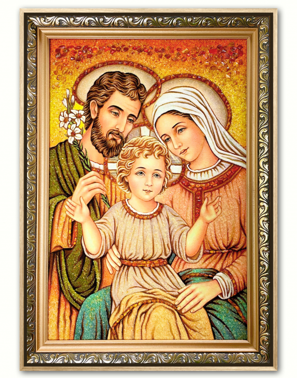 Икона Святая Семья из янтаря