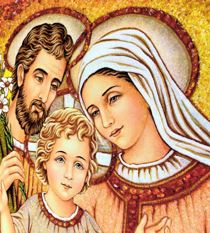 Икона Святая Семья из янтаря