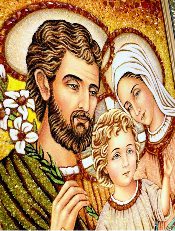 Икона Святая Семья из янтаря